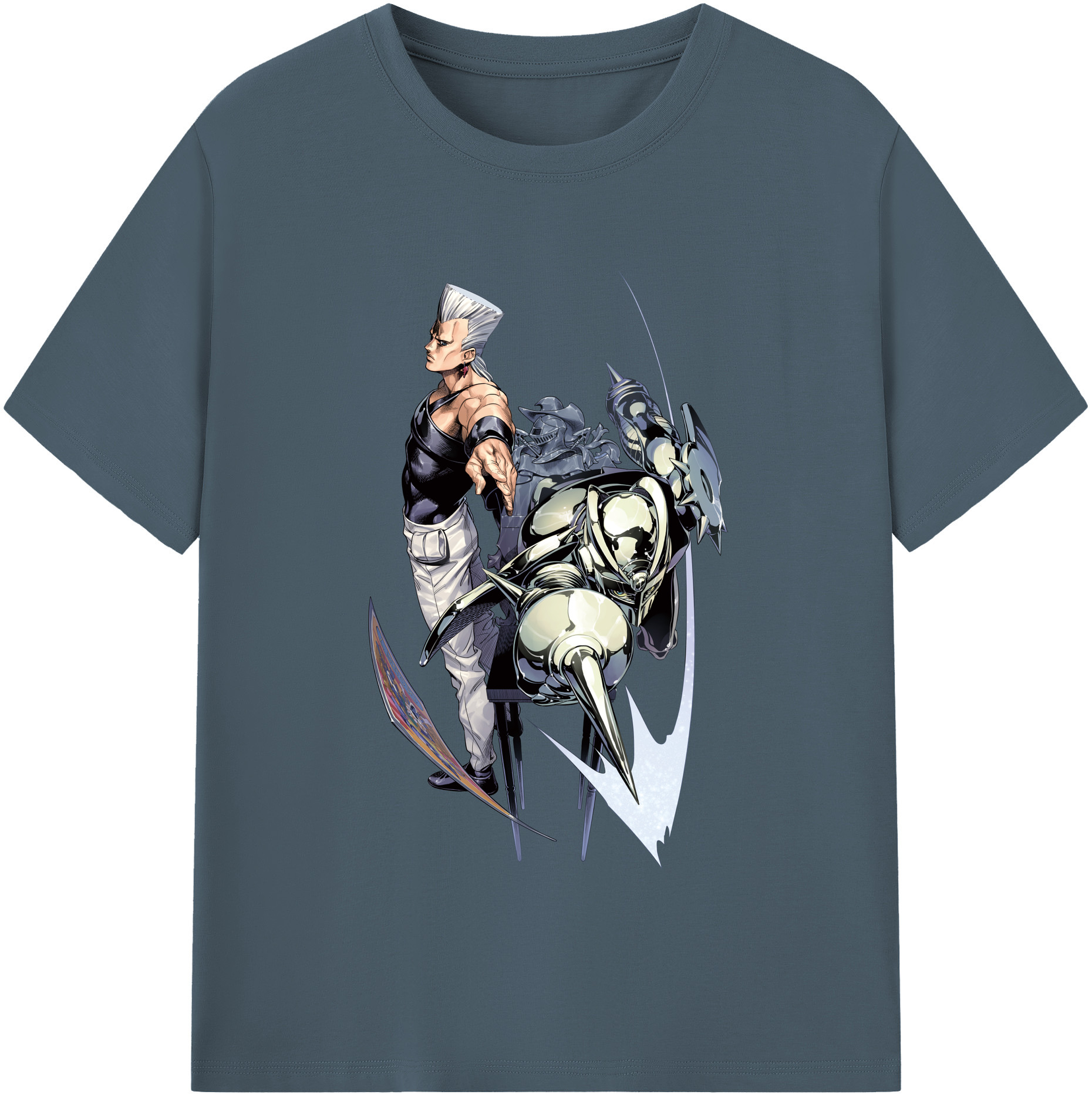 （画像用） ジョジョの奇妙な冒険 ジャン＝ピエール?ポルナレフ JoJo's Bizarre Adventure Jan Pierre Polnareff 綿100％半袖Tシャツ（フロントプリント）